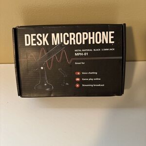 Desk Microphone Metal Material Black 3.5mm Jack MPH-01-Chatting-Gaming-NIB